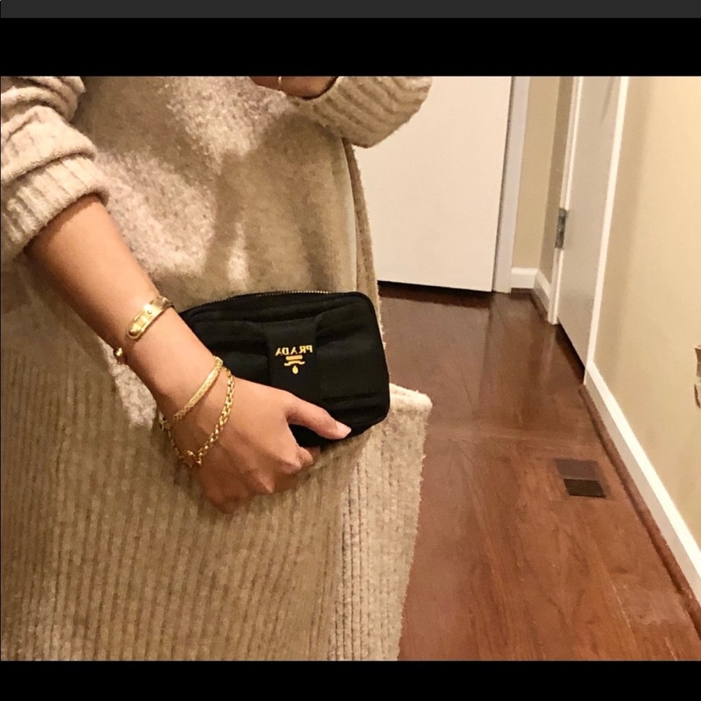 PRADA Black Tesutto Fiocco Nylon Bow Crossbody Bag
